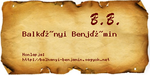Balkányi Benjámin névjegykártya