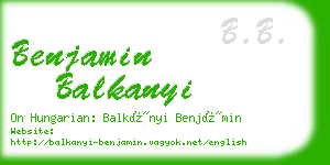 benjamin balkanyi business card